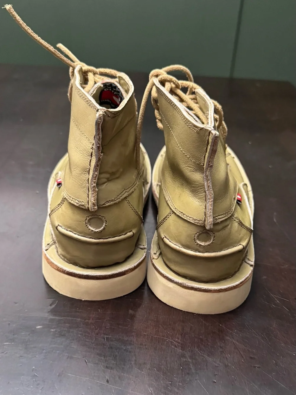 Duck Boots 100% leather Oliberté tan-olive color Men’s Size 7.5  (40)